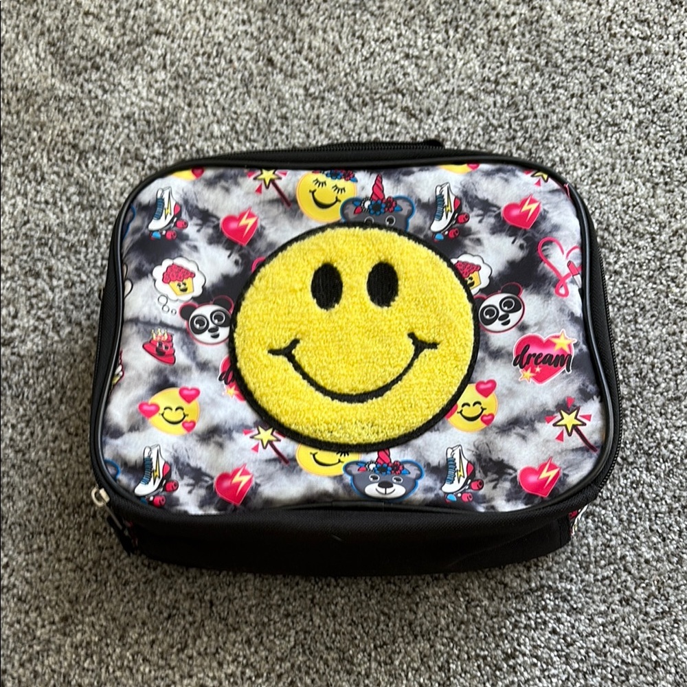 Smiley Face Kids Lunchbox - Black and Yellow